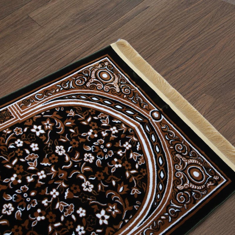 Melen Turkish prayer rug – Istabraq – Dark olive – Brown - Image 3